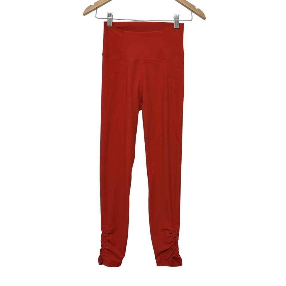 Wilo The Label Ribbed‎ Leggings Women's Small Tomato Red Athleisure Yoga